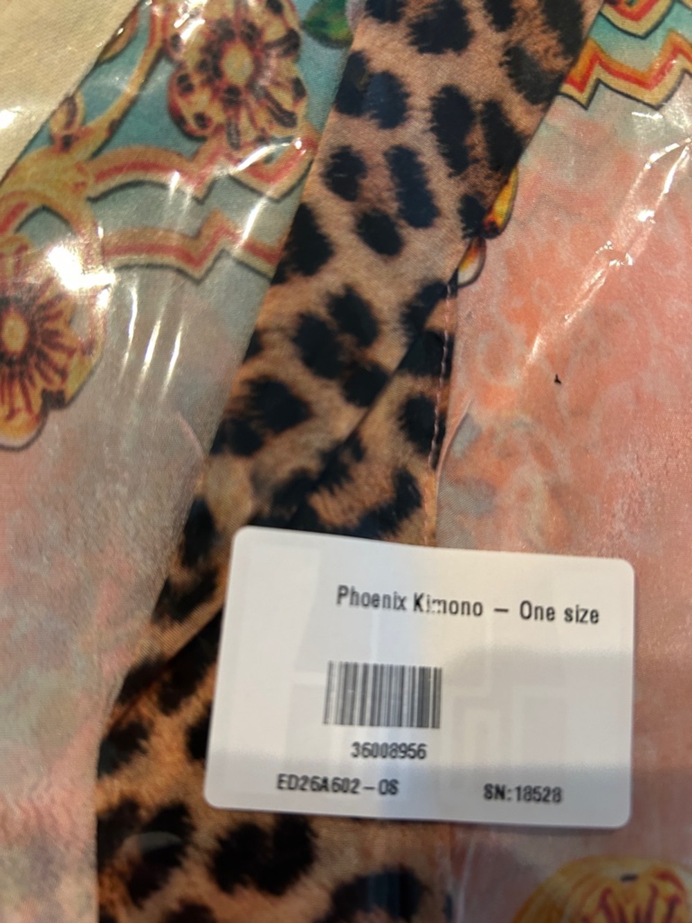 Aratta phoenix kimono Camilla Pink & Turquoise Floral Leopard-Trim Kimono - Picture 5 of 5
